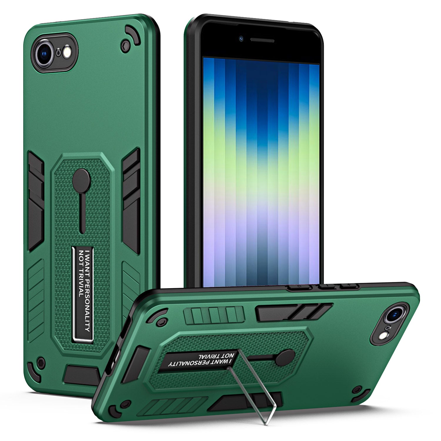 Til iPhone 7/8 4,7 tommer/SE PC TPU Kickstand Telefon Case Finger Grip Beskyttende Cover Til iPhone 7/8 4,7 tommer/SE PC TPU Kickstand Telefon Case Finger Grip Beskyttende Cover